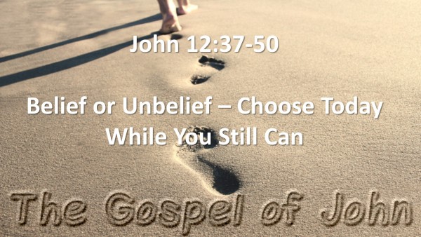john-ch-12-vs-37-50-belief-or-unbelief-choose-today-while-you-still-canJohn Ch. 12 vs 37-50 (Belief Or Unbelief - Choose Today While You Still Can)